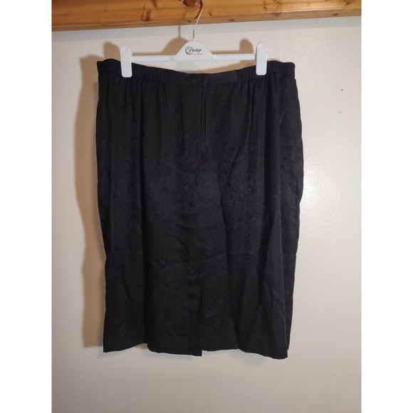 Adrianna Papell Women's 22 Black Paisley Silk Skirt Vintage Lined Art to Wear - Picture 4 of 7